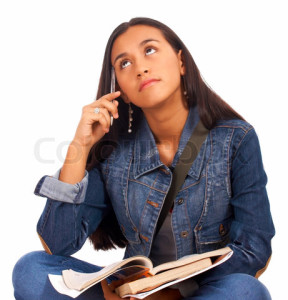 Young Student Thinking About Her Studies